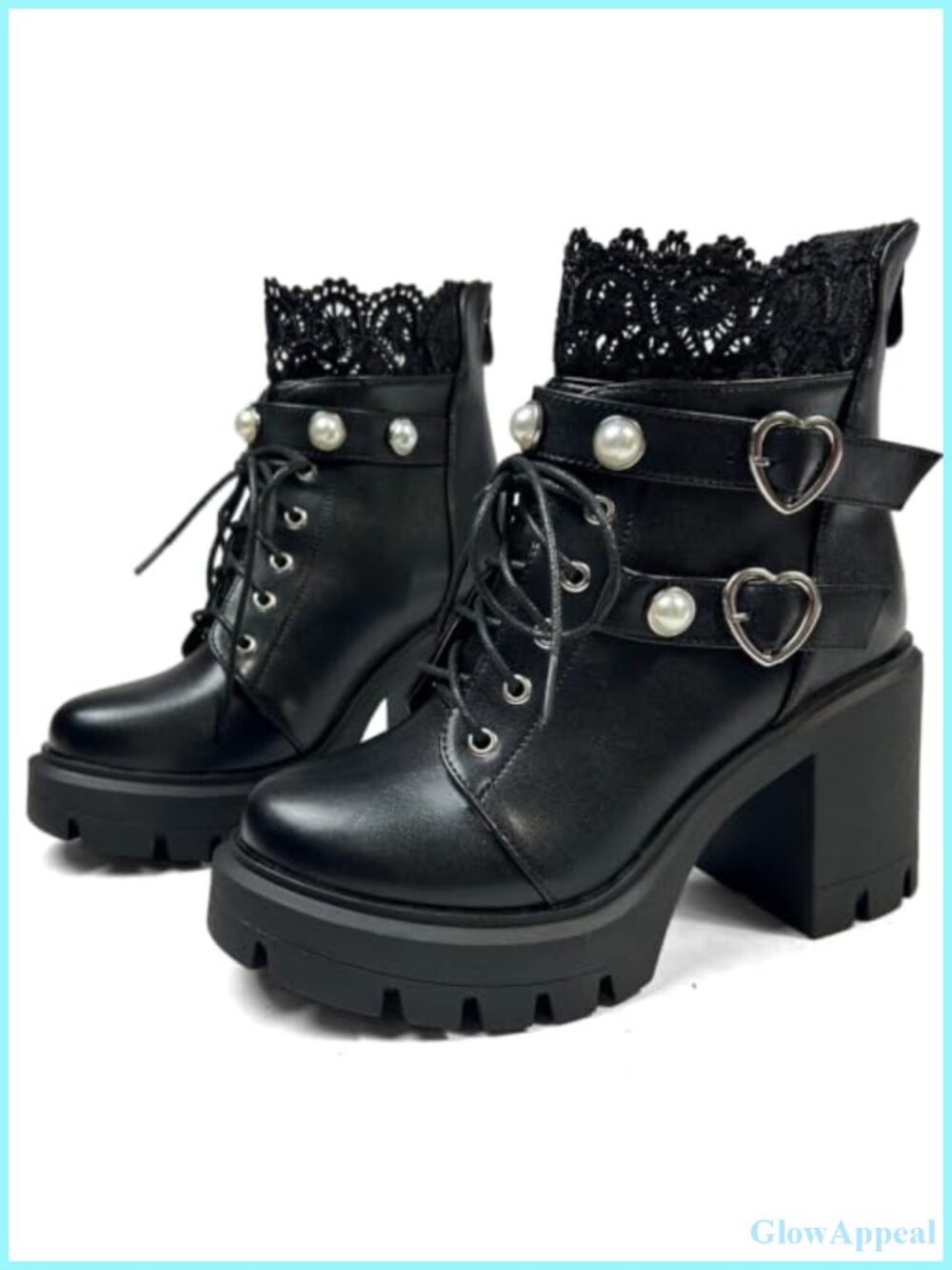 Goth Platform Combat Boots Women Chunky High Heeled Ankle Boot